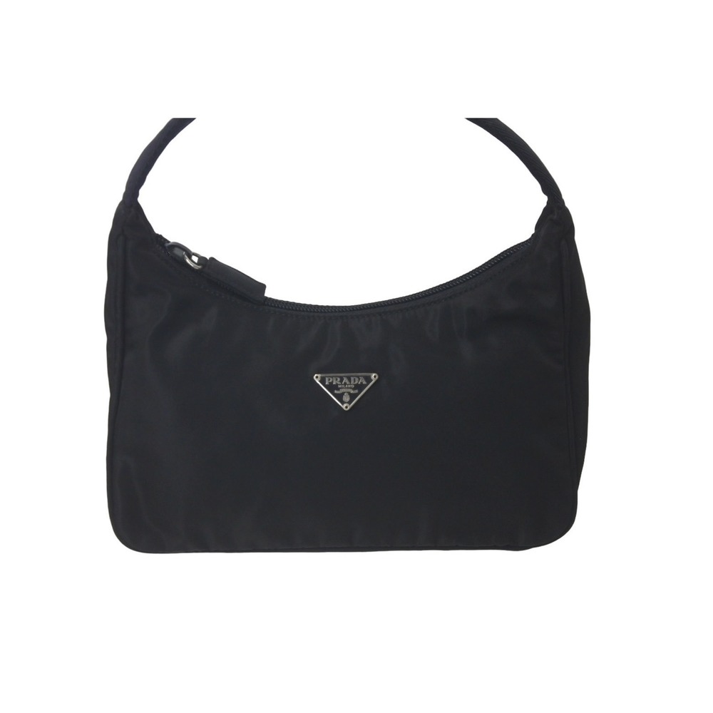 Prada Hobo Black Nylon Triangle Handbag Logo